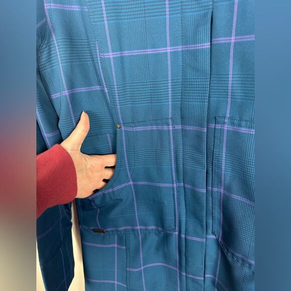 Outdoor Research OR Women’s Size Medium Decibelle Jacket Coat Plaid Blue Hooded - Picture 3 of 8